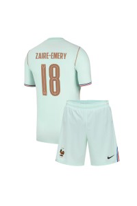 Ranska Warren Zaire-Emery #18 Jalkapallovaatteet Lasten Vieraspeliasu MM-kisat 2026 Lyhythihainen (+ Lyhyet housut)